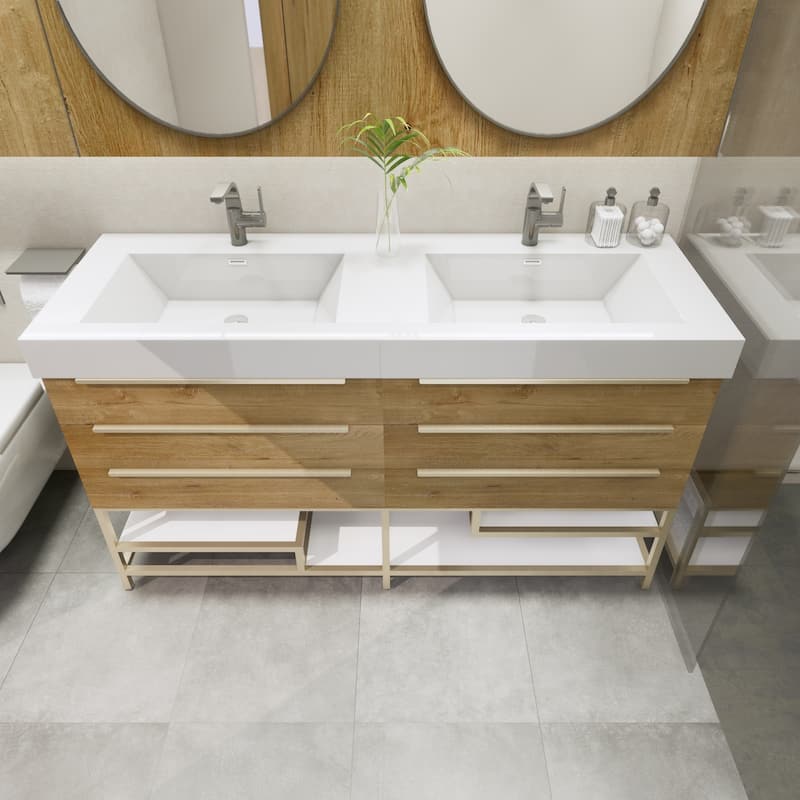 Noble 60" Free-standing Vanity with Reinforced Acrylic Double Sink