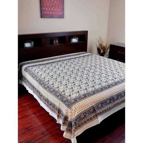 Handmade 100% Cotton Floral Tapestry Throw Tablecloth Bedspread Purple in Twin 70x106 & Full 88x106 Beach Sheet Dorm Decor