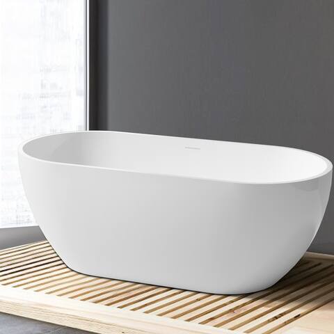 Mokleba 65 In. Acrylic Freestanding Bathtub,Contemporary Soaking Tub