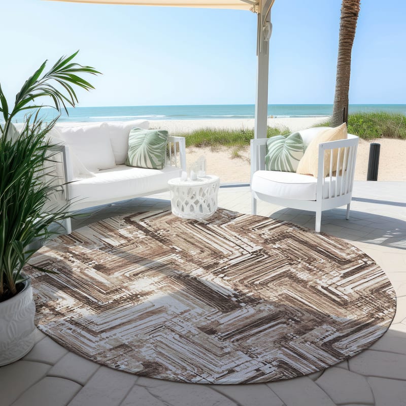 Machine Washable Indoor/ Outdoor Chantille Modern Chevron Rug