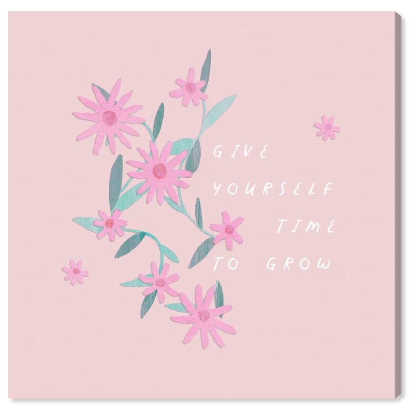 Wynwood Studio Canvas Floral and Botanical Time to Grow Pastel Pink and Light Pink Tropical Wall Art Canvas Print