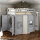 preview thumbnail 2 of 36, Wood Twin Size Loft Bed with Storage Wardrobe and 2 Windows, Gray