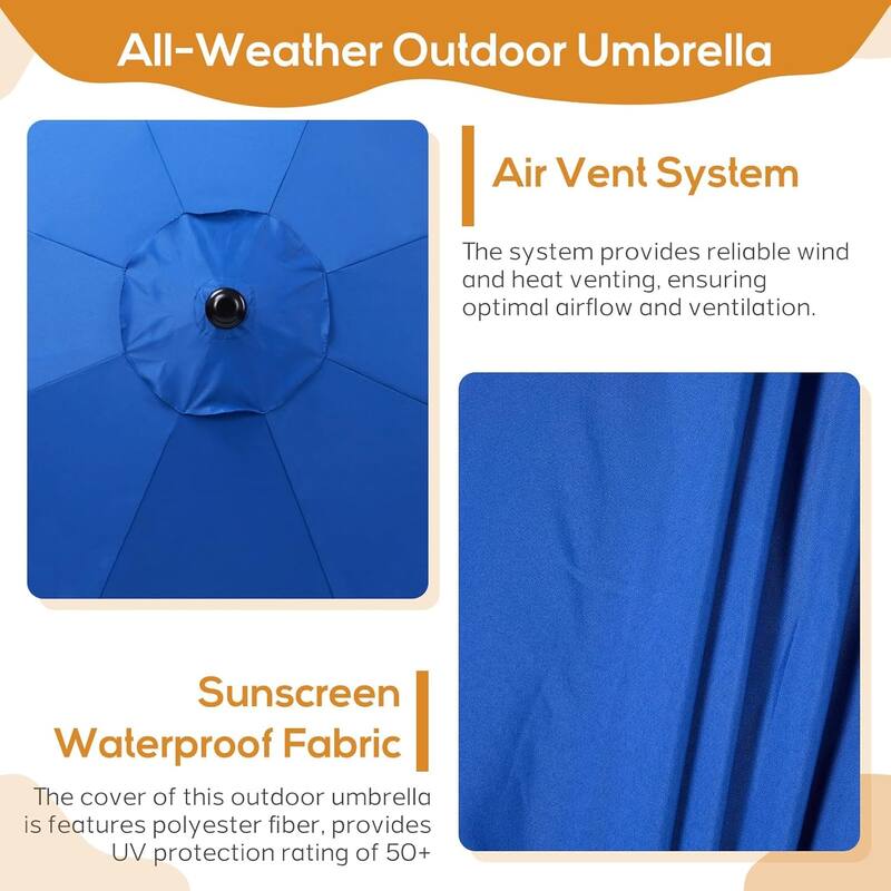 9FT Outdoor Market Patio Umbrella with Push Button Tilt and Crank,Table Umbrella,Swimming Pool Umbrella
