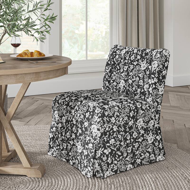 Falk Upholstered Farmhouse Armless Chair with Slipcover and Solid Wood Legs by HULALA HOME
