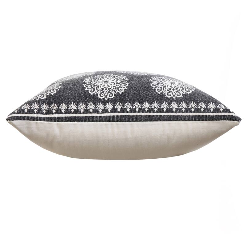 Sevita Traditional Bordered Bohemian Floral Throw Pillow, Single or Set of 2
