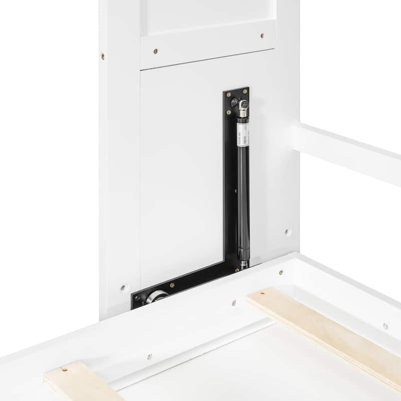 Versatile Twin Size Murphy Bed Folding Storage Bedframe with Built-in TV Stand, 2 Deep Drawers, Multiple Shelves and Cabinets