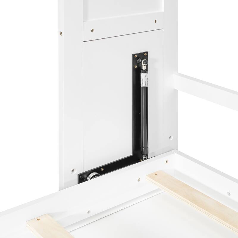 Wooden Twin Size Murphy Bed Wall Bed Frame with TV Stand, Solid Wood Storage Murphy Bed Cabinet, No Box Spring Needed