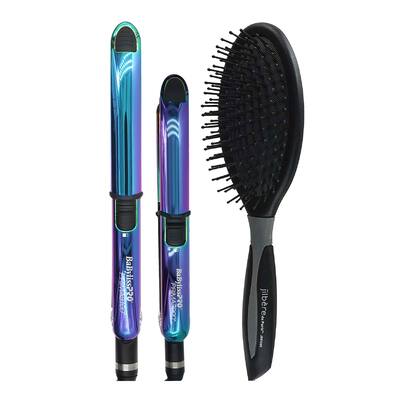 BaByliss Pro Nano Titanium Limited Edition 1" Iridescent Prima & 3/4" Mini Prima Styling Irons Combo BNTPPRB75 + Brush