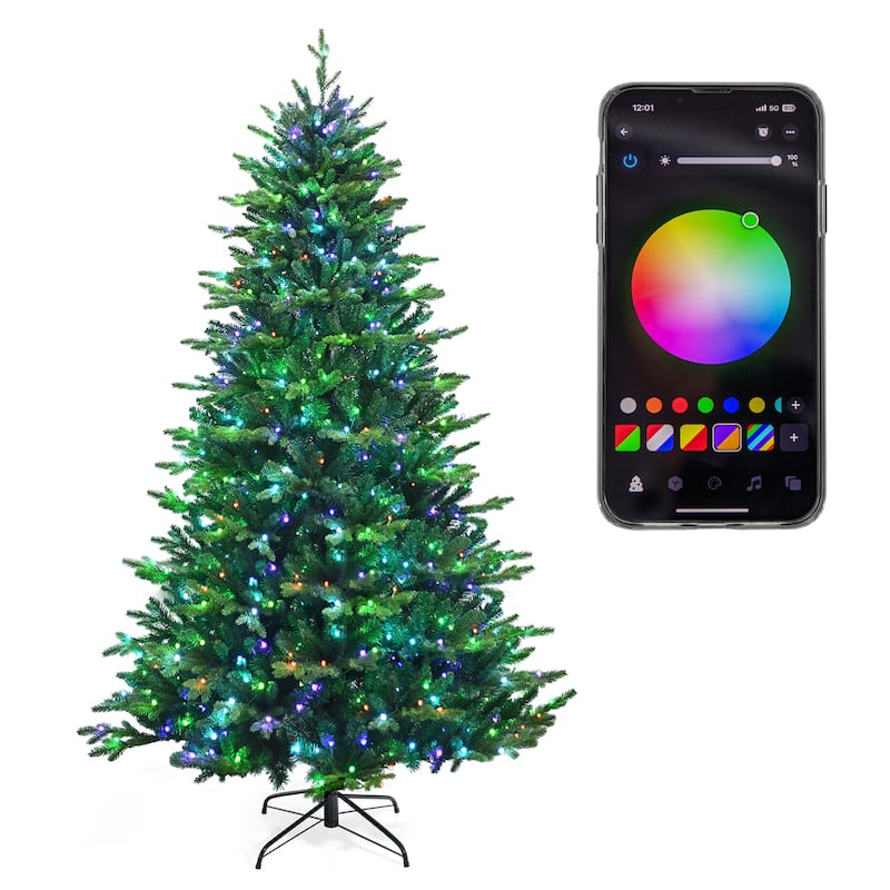 Gymax 6/7/8 FT Pre-lit Artificial Christmas Tree w/ APP Control & 15