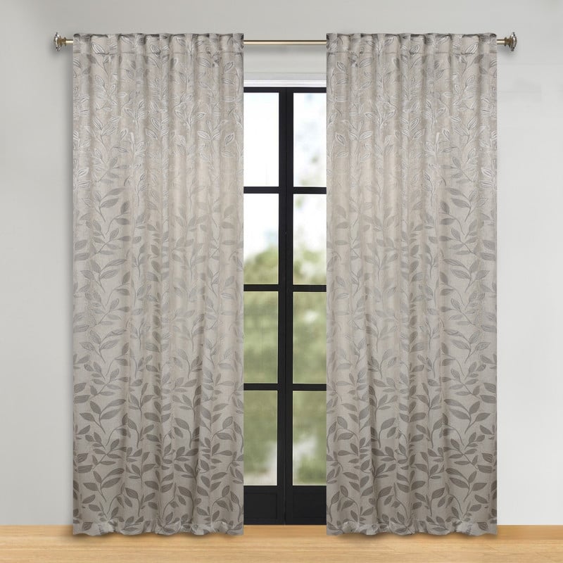 Superior Leaves Machine Washable Room Darkening Curtains with Back Tabs, Set of 2