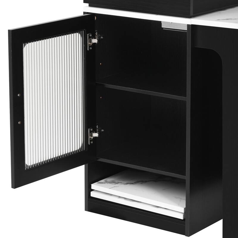 59.5" Kitchen Island with Extendable Dining Table