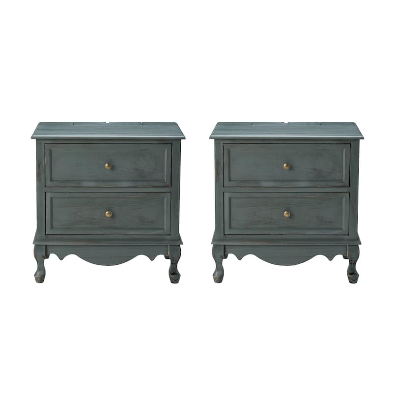 Pallantium 24'' Tall 2 - Drawer Nightstand with Charging Station Space Set of 2 by HULALA HOME
