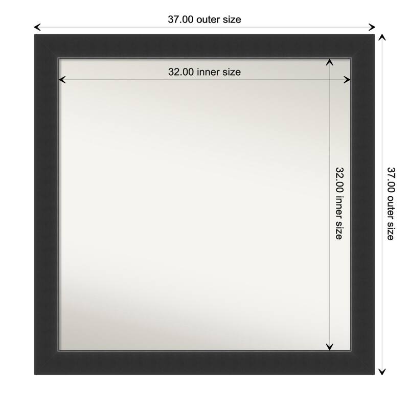 Corvino Black Framed Non-Beveled Custom Wall Mirror, Bathroom Vanity Mirror - Outer Size: 37 x 37