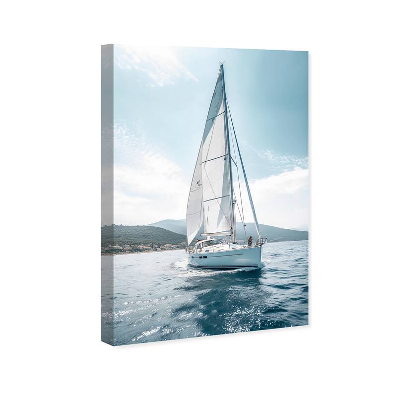 Wynwood Studio Canvas Transportation Sea Life Pleasures Blue and Nautical & Coastal Wall Art Canvas Print