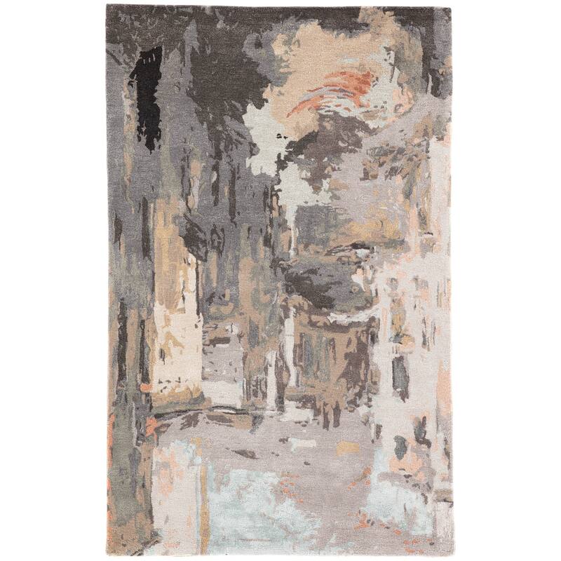 Morisot Handmade Abstract Area Rug - 2' x 3' - Gray/Blush - Rectangle