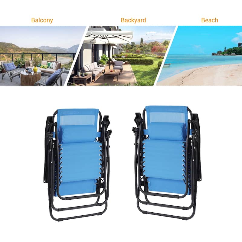 BONOSUKI Outdoor Foldable Recliner Lounge Chair Zero Gravity Chair
