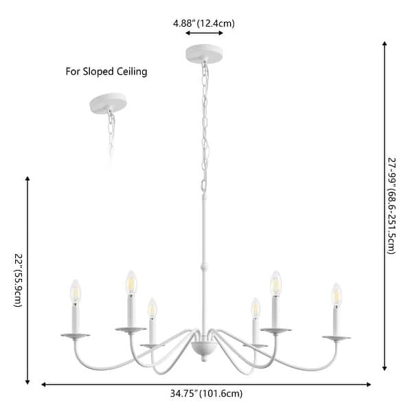 dimension image slide 0 of 6, 34.75" 6-Light Iron LED Chandelier, by JONATHAN Y