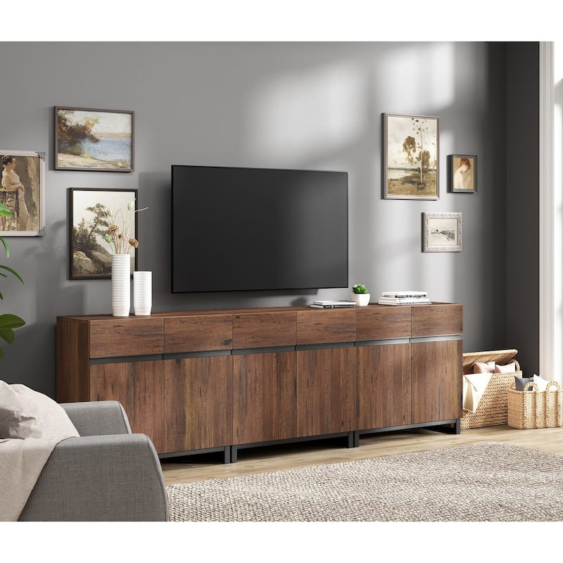 WAMPAT Modern TV Stand with Storage Cabinets for Living Room,Bedroom,Brown - 3PCS - Brown