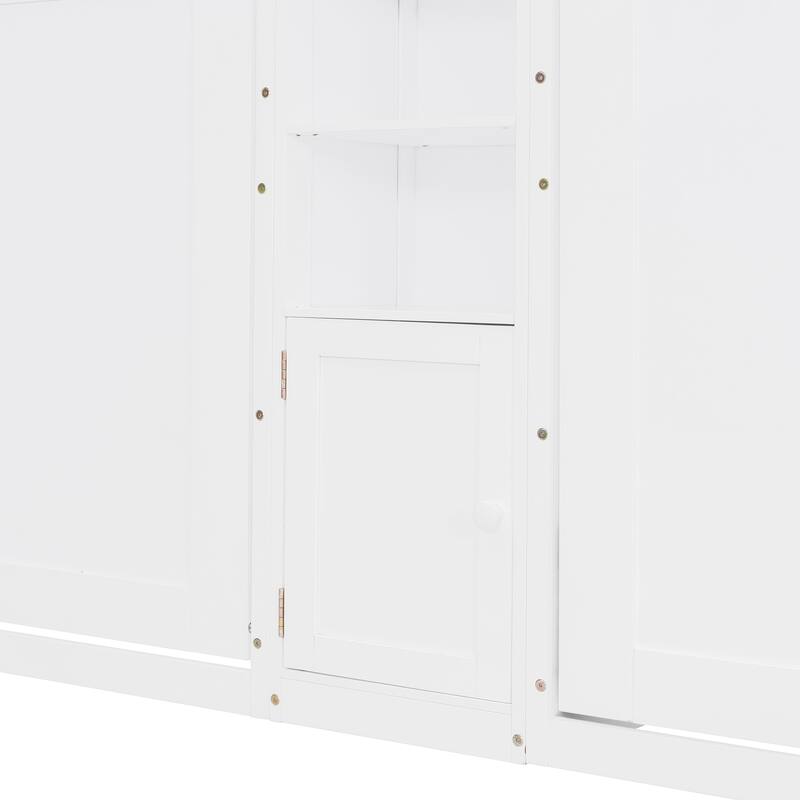 Dual Twin Wall Murphy Beds with Cabinets & Shelves, Space-Saving Bedroom Solution