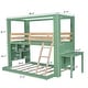 preview thumbnail 7 of 20, Solid Wood Twin Over Full Bunk Bed with Desk&Shelves,Green