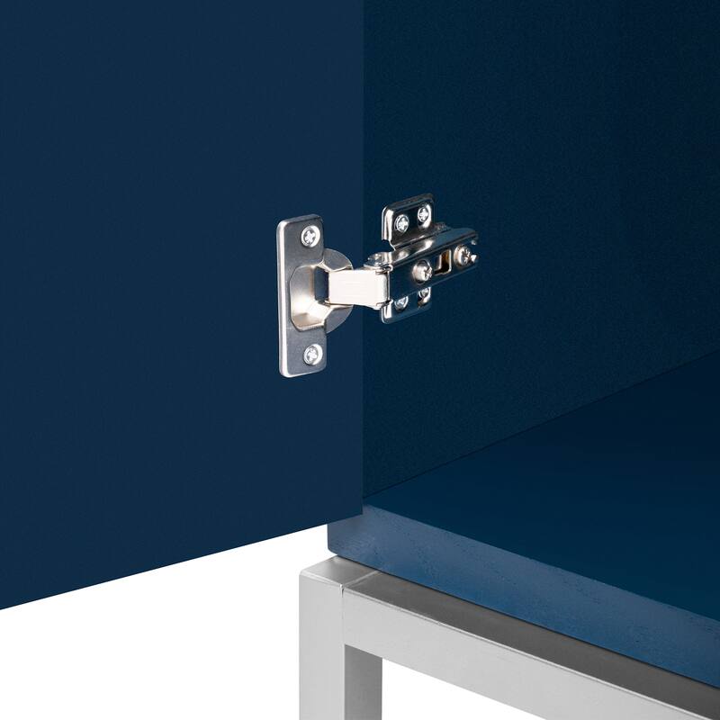 Simple Storage Cabinet Accent Cabinet with Solid Wood Veneer and Metal Leg Frame