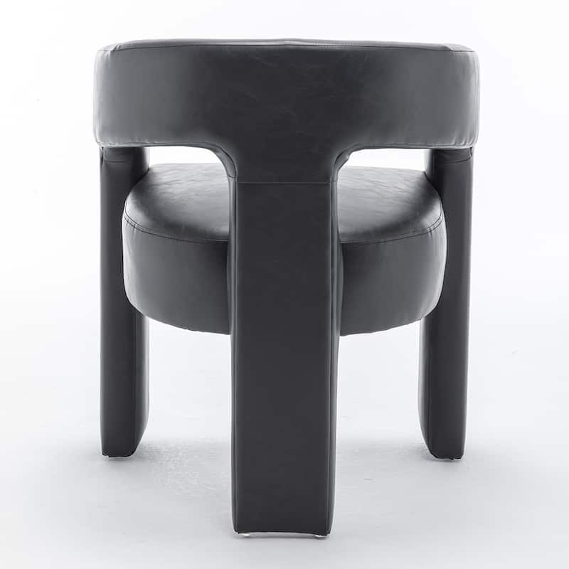 SEYNAR Modern Glam PU Leather Upholstered Dining Chair, Open-Back Accent Chair Set of 2
