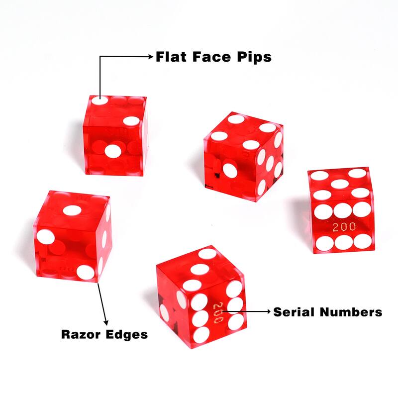 GSE™ Instant Casino Craps Game Set with 5 of 19mm Precision Casino Dice with Matching Serial Numbers, 3-Inch Craps On/Off Puck