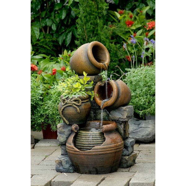 slide 2 of 2, Flower Pot Outdoor Water Fountain