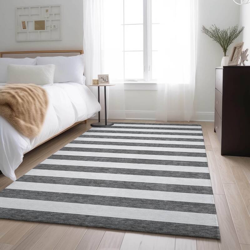 Premium Washable Super Soft Cabana Stripe Mayfield Rug - Charcoal - 5' x 7' 6" - Rectangle