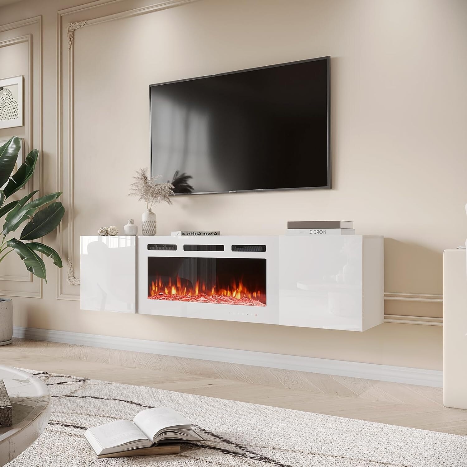 Tv stand fireplace insert discount