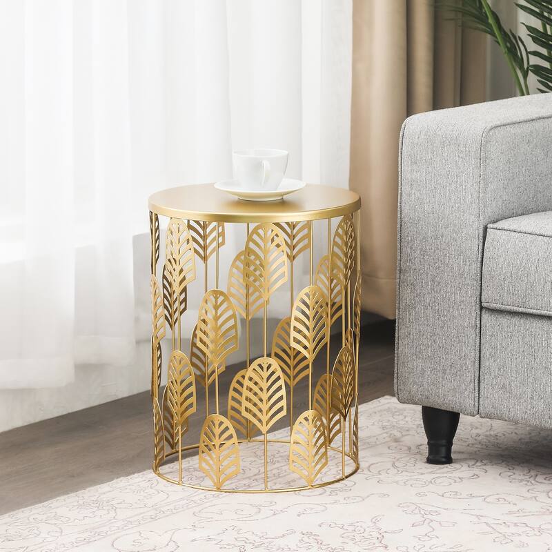 Adeco Set of 2 Round Metal Nesting Side End Tables Set - set of 2