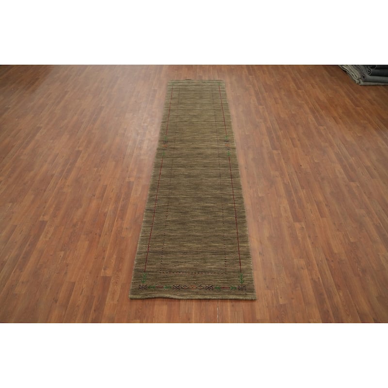 Hand Knotted Oriental 100% Wool Carpet Tribal Tribal Multi-Colored Gabbeh Runner Rug - 11' 4'' X 2' 10''