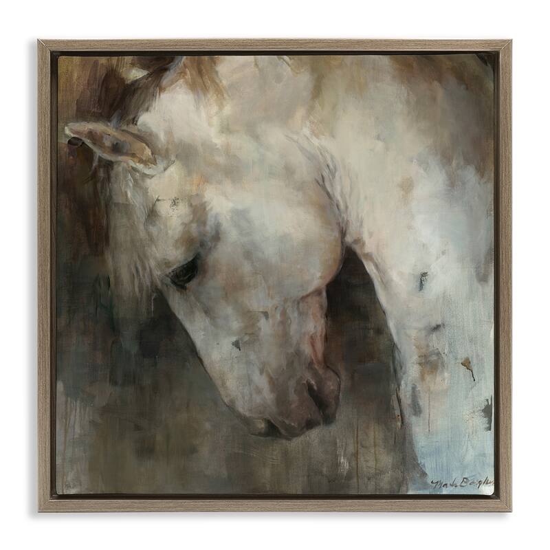 Stupell Rustic Horse Portrait Framed Floater Canvas Wall Art Design By Marilyn Hageman - 18 x 18 - Brown