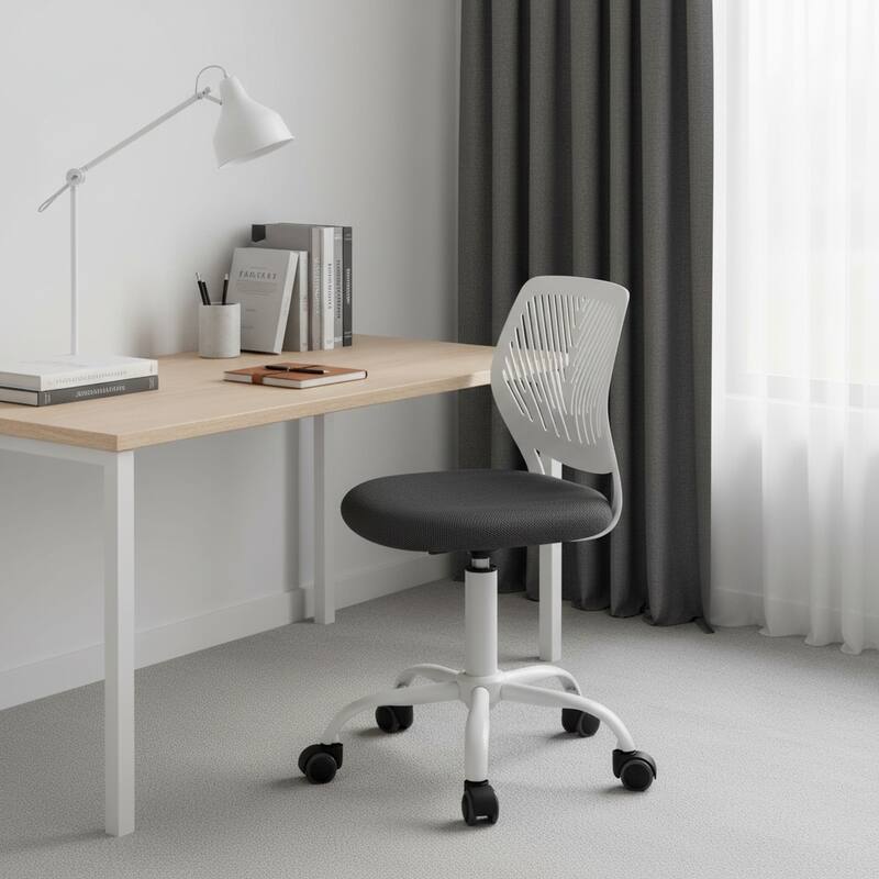 Gray and White Adjustable Height Swivel Rolling Office Chair - Gray