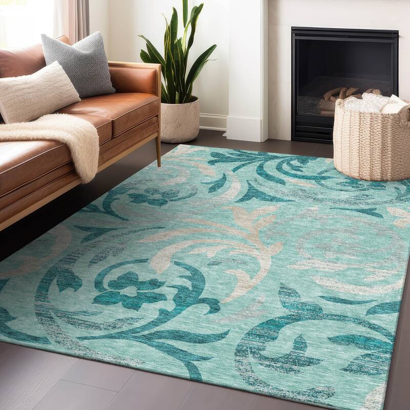 Premium Washable Super Soft Contempory Scroll Mayfield Rug