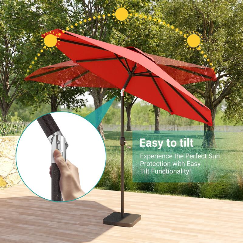 BONOSUKI Patio 9FT Market Umbrellas and Shade, Table Umbrella for Patio and Outdoor With Tilt Button, Anthracite Gray