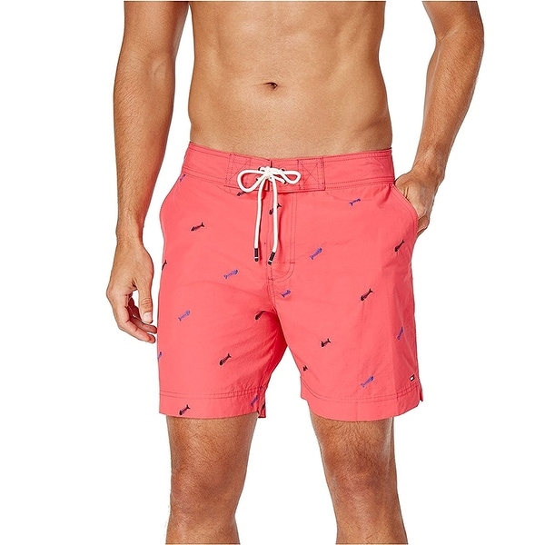 mens coral swim trunks