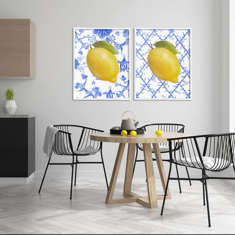 Stupell Classic Chinoiserie Lemons Framed Giclee Art Design By Matthew Piotrowicz (Set of 2)