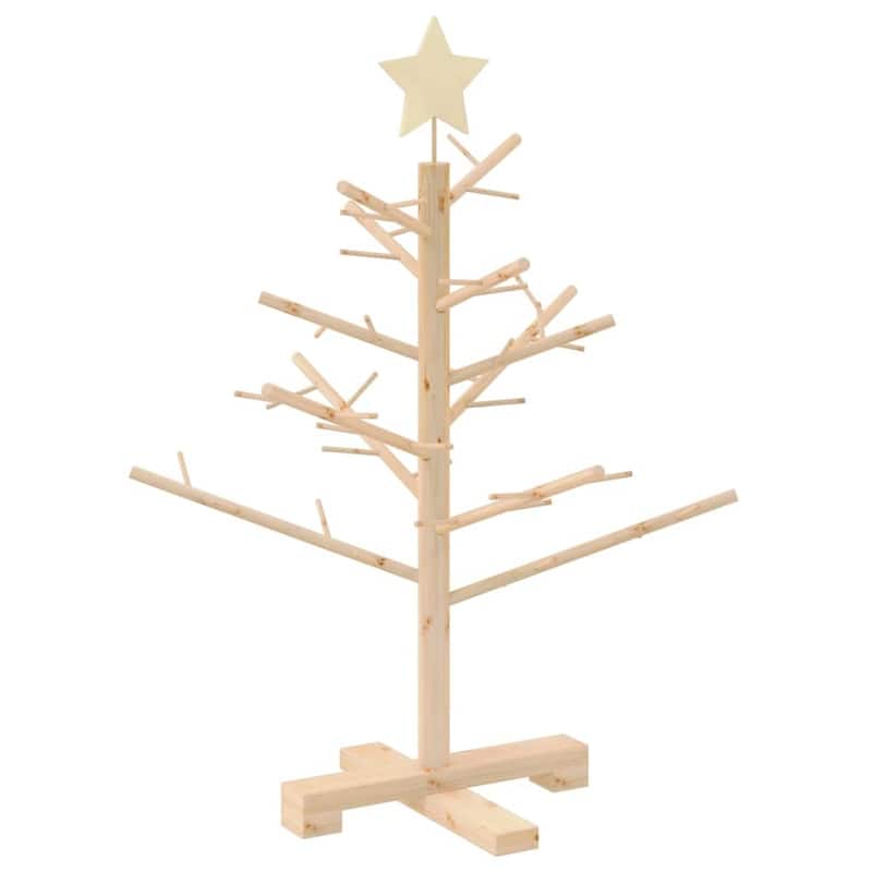 vidaXL Wooden Christmas Tree with Stand Natural/Brown Solid pine wood