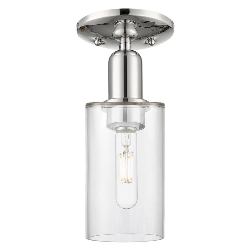 Innovations Lighting 716-1C-11-5 Clymer Semi-Flush Clymer 5" Wide - Polished Nickel / Clear