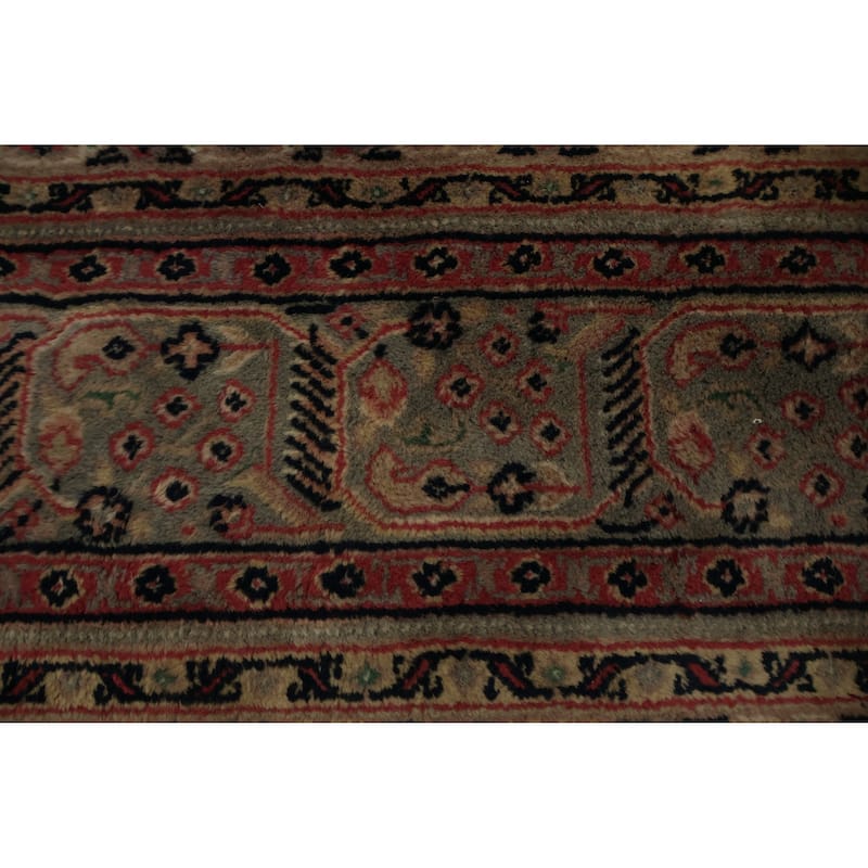 Hand Knotted Oriental 100% Wool Carpet Traditional Geometric Brown Agra Area Rug - 9' 8'' X 6' 8''