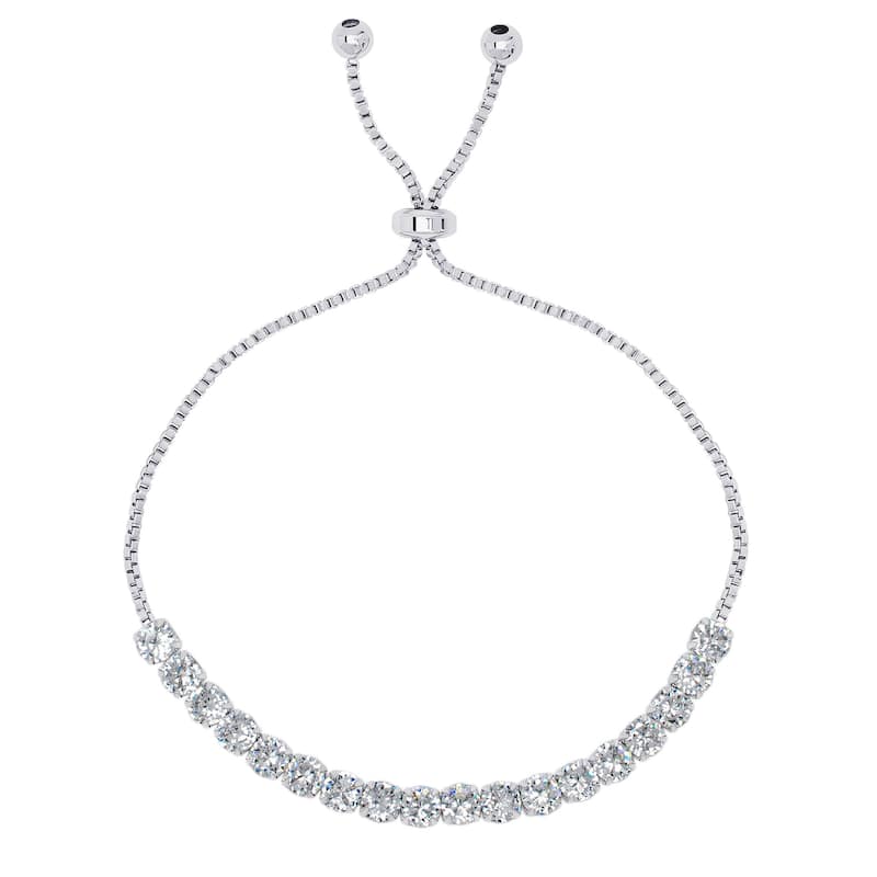 Victoria Townsend Fine Silver Plate Cubic Zirconia Adjustable Bracelet. - Clear