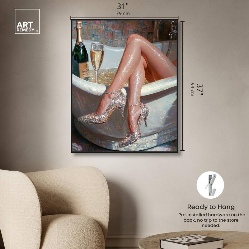 Champagne Bath Party Canvas by Art Remedy