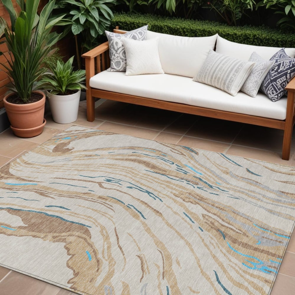 HomeRoots Abstract Transitional Rectangle Outdoor Rug