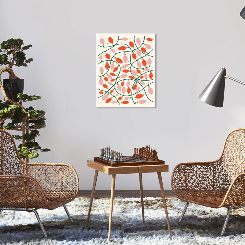Wynwood Studio Canvas Holiday and Seasonal Christmas Outdoor Lights Red Modern & Contemporary Wall Art Canvas Print - 16 x 20