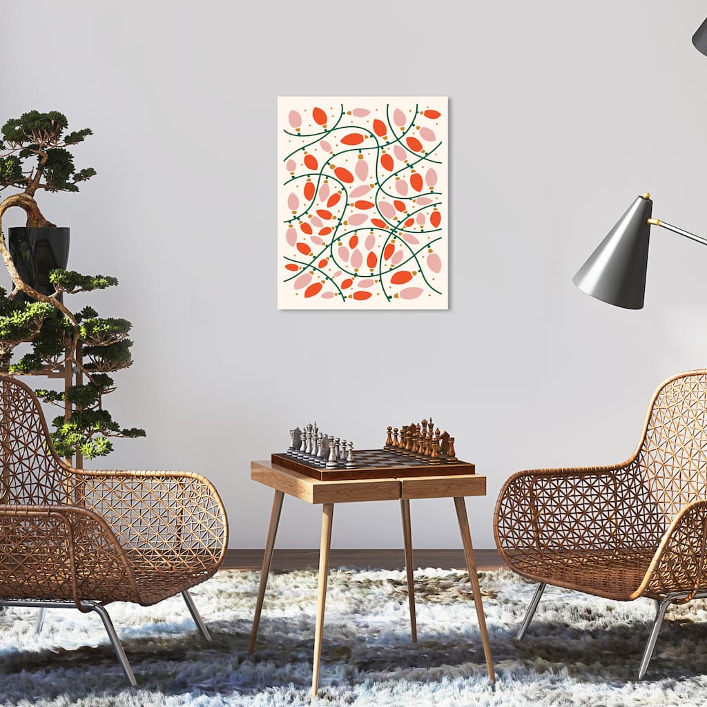 Wynwood Studio Canvas Holiday and Seasonal Christmas Outdoor Lights Red Modern & Contemporary Wall Art Canvas Print