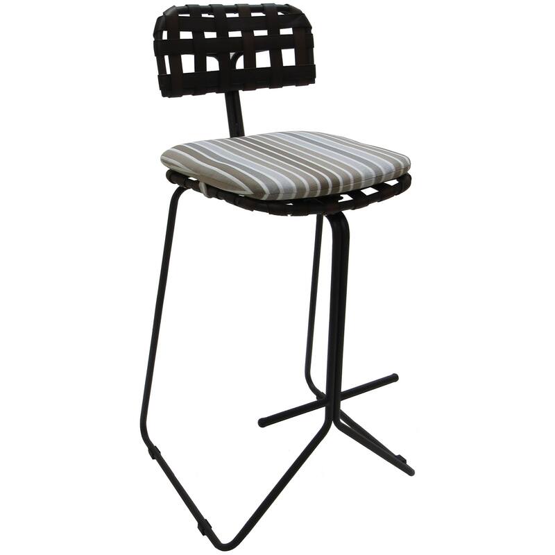 Outdoor/Indoor Metal Bar Stool 30" - Nikki - Striped Fabric - Beige Striped - Grey
