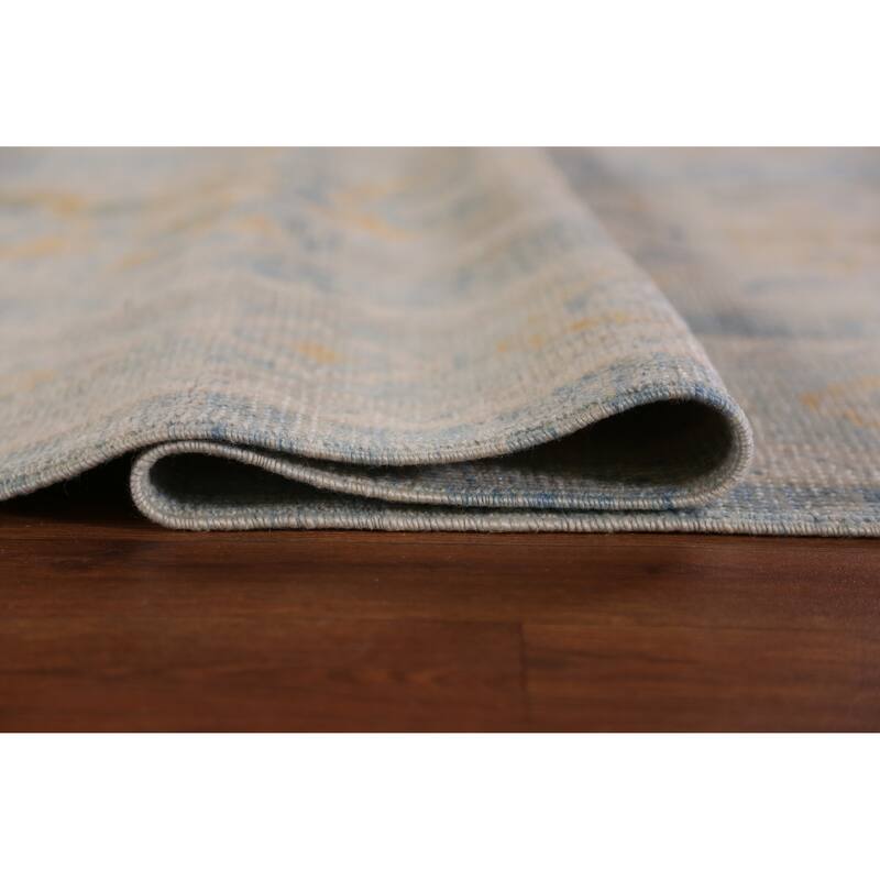 Hand Knotted Oriental 100% Wool Carpet Transitional All-Over Navy Blue & Blues Oushak Area Rug - 11' 2'' X 8' 5''