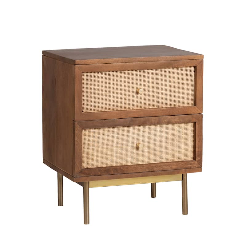 Curtis Solid Wood Two-Drawer Nightstand