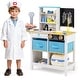 preview thumbnail 1 of 18, Gymax Play Doctor's Office w/Blackboard Pet Scale Faucet Folding White & Blue